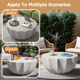 35" Outdoor Round Coffee Table Modern Stylish Design Waterproof & Moisture-Proof No Assembly Required Outdoor Coffee Table for Patio, Garden, Backyards - US Warehouse (White) HMHKHN