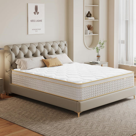 Ruanrest Queen Mattress 12 inch, Hybrid Mattress in a Box with Memory Foam and Pocket Springs for Pressure Relief, Medium Firm Queen Size Mattress, Motion Isolation, CertiPUR-US. Ruanrest