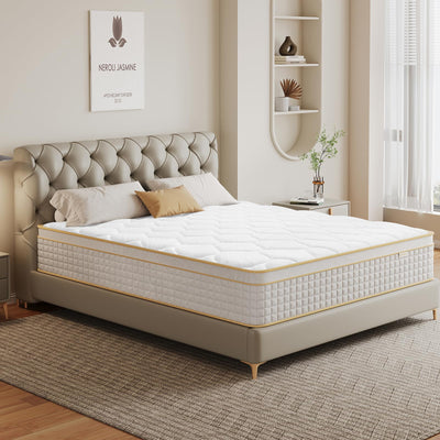 Ruanrest Queen Mattress 12 inch, Hybrid Mattress in a Box with Memory Foam and Pocket Springs for Pressure Relief, Medium Firm Queen Size Mattress, Motion Isolation, CertiPUR-US.