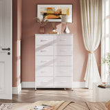 WLIVE Fabric Dresser for Bedroom with 10 Drawers, Tall Chest of Drawers, White Dressers Bedroom Furniture, Storage Organizer Unit with Bins for Closet, Hallway, Living Room, Entryway WLIVE