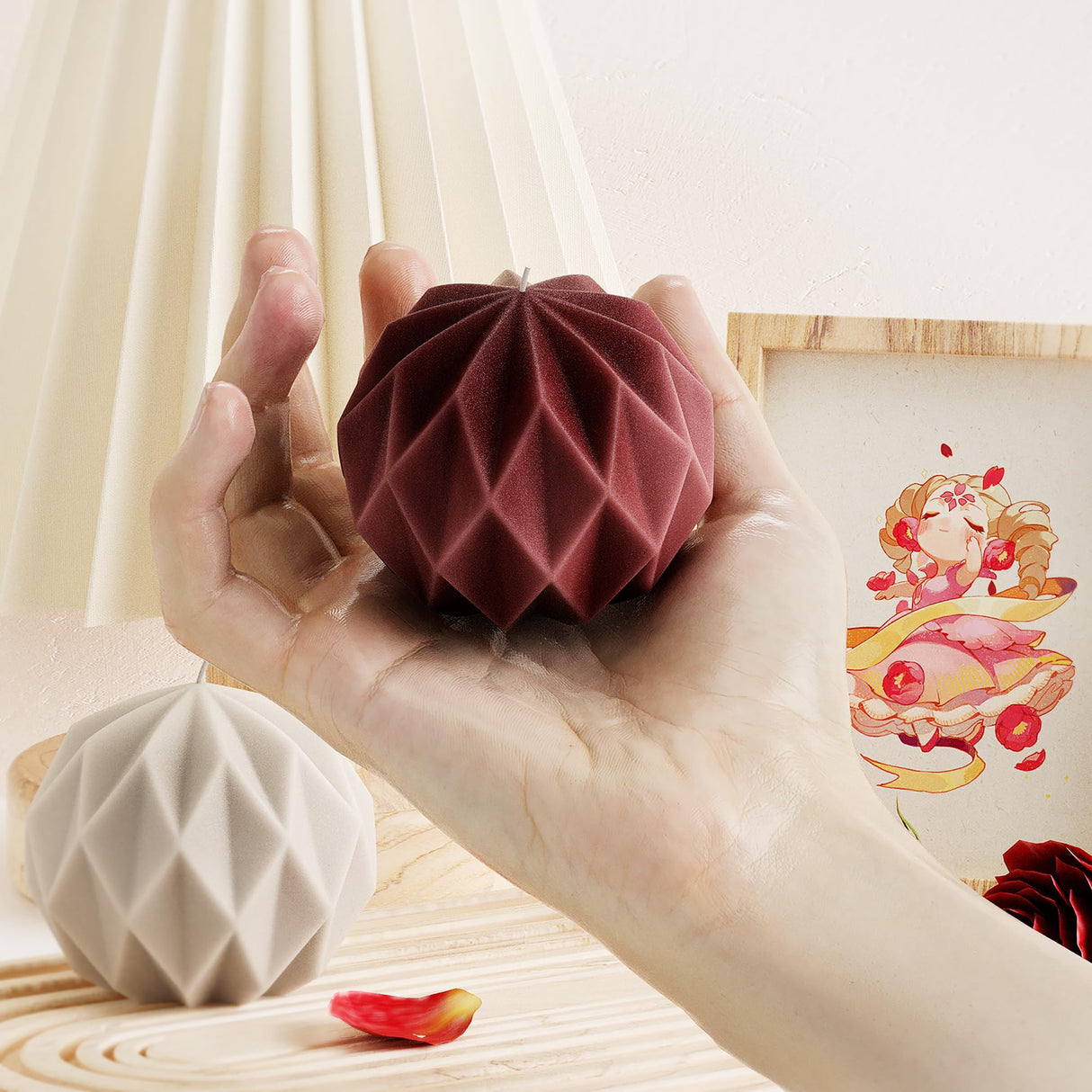 Diamond Ball Mold Ball Candle - Resin Casting Silicone Molds for Home Decor & Candle Making Wave Spiral Mold ESEDAGE