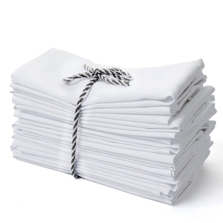Kitchen Cloth Napkins 12 Pack 18X18 Inches Cotton Blend Soft Fabric with Hemmed Edges, White Dinner Napkins Washable Reusable Durable Linen Napkins for Parties Table Setting Decor (White) by PERLLI PERLLI