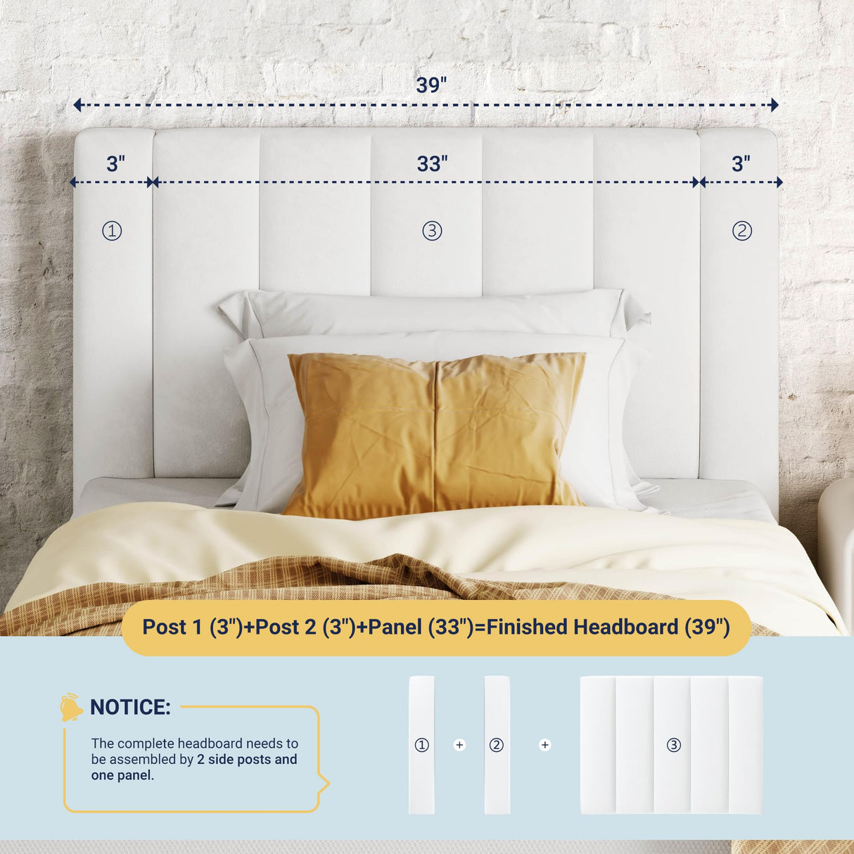 Allewie Twin Bed Frame/Velvet Upholstered Bed Frame with Vertical Channel Tufted Headboard/Strong Wooden Slats/Platform Bed Frame/Mattress Foundation/Box Spring Optional/Easy Assembly/White Allewie