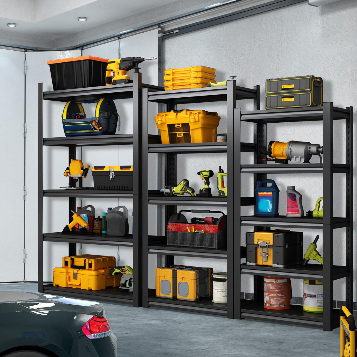 TOPKEY 5-Tier Utility Shelves Garage Storage Shelves, Heavy Duty Metal Storage Shelf for Garage, Kitchen, Warehouse, Adjustable Basement Storage Rack, Load 2000LBS, 63" H x 31.5" W x 15.8" D TOPKEY