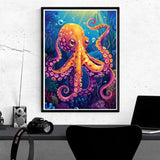 Kaliosy 5D Diamond Art Kits for Adults Octopus by Number Kits, Diamond Painting Art Animal DIY Full Drill Crystal Craft Cross Stitch Embroidery Decoration (12x16 inch) 30x40 cm Kaliosy