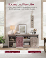 VASAGLE TV Stand for TVs up to 65 Inches, Farmhouse Entertainment Center with Sliding Barn Doors, TV Console Table for Living Room, Heather Greige ULTV324K02 VASAGLE