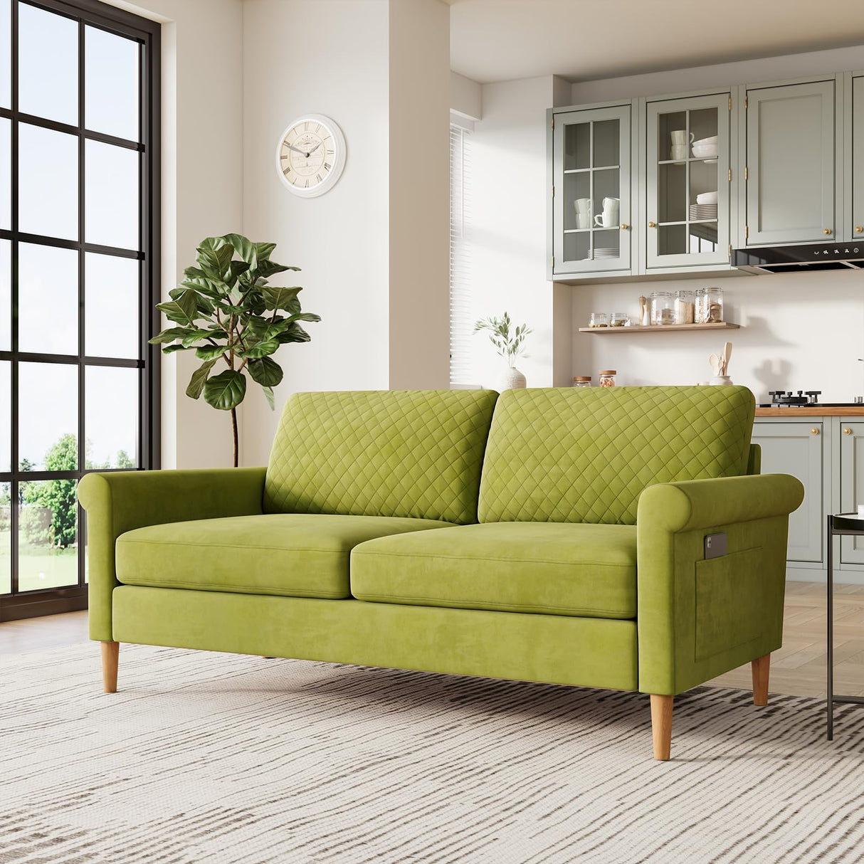 Vesgantti 65" Green Loveseat, Comfy Mid-Century Modern 2-Seat Sofa, No-Tool Assembly Small Couch for Living Room & Bedroom Vesgantti