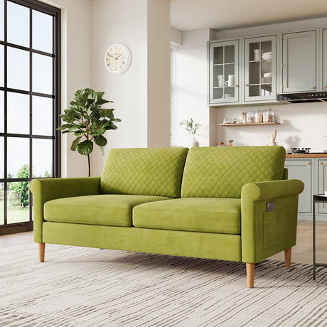 Vesgantti 65" Green Loveseat, Comfy Mid-Century Modern 2-Seat Sofa, No-Tool Assembly Small Couch for Living Room & Bedroom Vesgantti