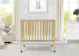 Delta Children Folding Portable Mini Baby Crib with 1.5-inch Mattress - Greenguard Gold Certified, Natural Delta Children