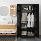 71" Tall Metal Storage Cabinet, Armoire Wardrobe Closet with Hanging Rod, Metal Clothing Storage Cabinets, Black Bedroom Armoires with Adjustable Shelves, Steel Closet Cabinet for Bathroom, Office MetalMax