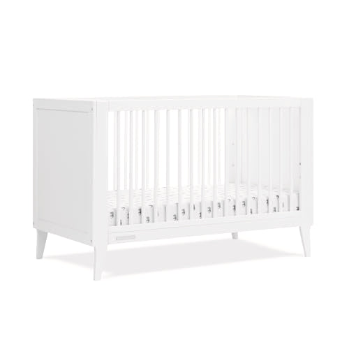 Delta Children Ollie 4-in-1 Convertible Crib - Greenguard Gold Certified, Bianca White - WoodArtSupply