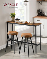 VASAGLE Narrow Rustic Brown Bar Table with Sturdy Metal Frame – High Pub Table for Small Spaces VASAGLE