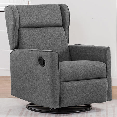 COMHOMA Rocking Recliner Chair,Swivel Glider Reclining Single Sofa Manual Rocker Recliners,Nursery Rocking Chairs with Upholstered Seating for Living Room Office(Grey) COMHOMA