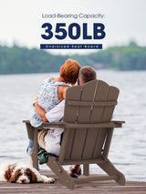 KINGYES Folding Adirondack Chair, HDPE All-Weather Folding Adirondack Chair, Brown KINGYES