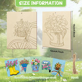 COCHIE 10 Pieces Large Spring Unfinished Wood Crafts to Paint for Adults and Kids, Bulk Predrilled Wooden Ornaments for Painting, Tulips Flowers Paintable Wood Slices Craft Supplies with Ropes COCHIE