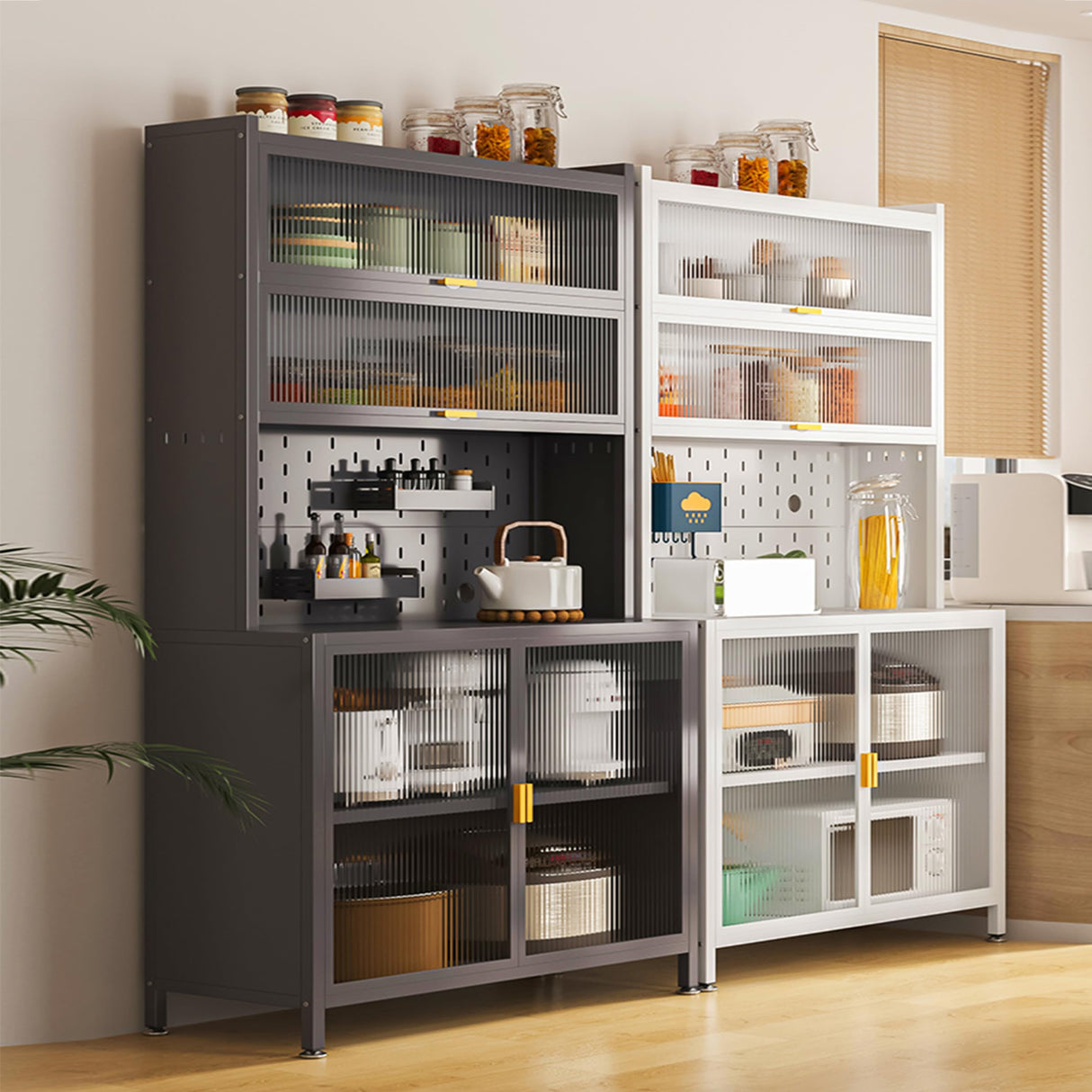 Nobilsteel 73‘’ Tall Kitchen Metal Pantry Cabinet, Pantry Storage Cabinet with Microwave Shelf and Door, Anti-Tip Design Hutch for Kitchen, Dining Room, Living Room Nobilsteel