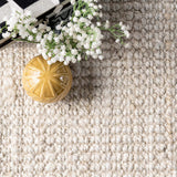 nuLOOM 5x8 Daniela Jute Tassel Hand Woven Area Rug, Off White, Solid Chunky Farmhouse Design, Natural Fiber, For Bedroom, Dining Room, Living Room, Hallway, Office, Entryway nuLOOM
