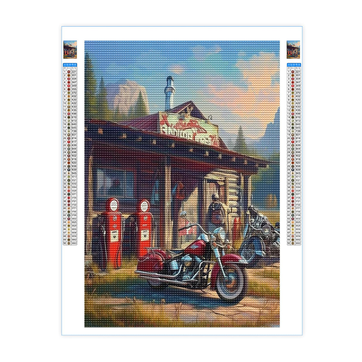 Funny Motorcycles Gas Station Diamond Art Painting Kits for Adult,Transportation Vehicles 5D Diamond Art for Adults,Round Drill Painting by Diamonds Art and Crafts for Home Wall Decor Gift 12x16 Inch CEQOLI