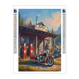 Funny Motorcycles Gas Station Diamond Art Painting Kits for Adult,Transportation Vehicles 5D Diamond Art for Adults,Round Drill Painting by Diamonds Art and Crafts for Home Wall Decor Gift 12x16 Inch CEQOLI