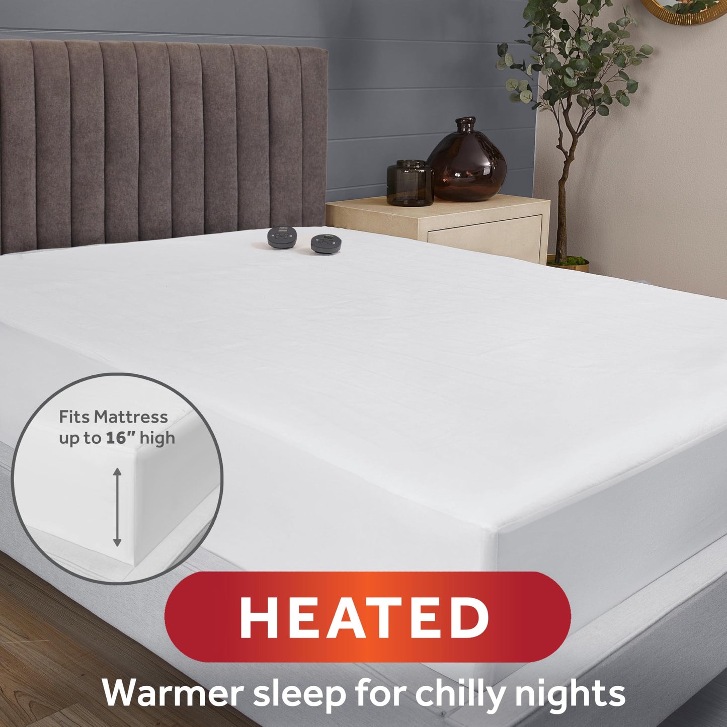 Sunbeam Electric Restful Heated Mattress Pad, 12 Heat Settings, 12-Hour Selectable Auto Shut-Off, Fast Heating, Warming Bed, Soft Cozy Fabric, King, 76" x 80"