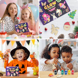 BenBen 30pcs DIY Wooden Magnets, Glow in The Dark Wood Crafts Kit for Kids, Arts & Crafts Supplies Painting Kit for Girls Boys Ages 4-8 8-12, Birthday Easter Gifts Toys BenBen