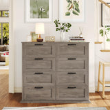 BOTLOG Dresser for Bedroom Wooden, Farmhouse Grey Wood Dresser with 8 Drawers, Chest of Drawers for Bedroom Large Capacity Closet Dresser, Hallway, Entryway, Ash Grey BOTLOG