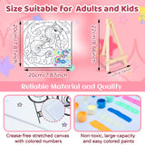 6 Pack Glow in the Dark Unicorn Paint by Numbers Kit for Kids - Pre-printed Canvas with 50 Paints, 12 Brushes & 2 Easels - DIY Acrylic Painting Set for Boys and Girls - Ideal for Home Decor Craft Spot!