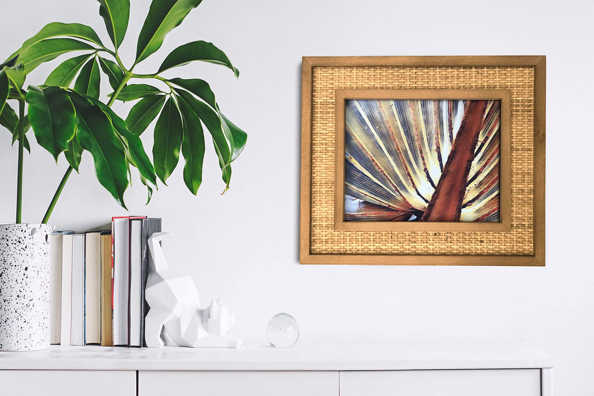 Rattan and Wood Picture Frame - Coastal or Boho Photo Frame For 8"x10" Photos - Tabletop Stand and Wall Mount Fairwood Way