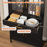 GangMei 73'' Tall Arched Cabinet, Arched Kitchen Pantry Storage Cabinet with Doors/Shelves/Drawers, Modern Arched Bookcase Display Cabinet for Home Office Bar Living Room (Black) GangMei