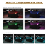 HedoAjim 31.5" Round Coffee Table for Living Room, LED Modern Living Room Table with Storage, Square Acrylic Coffee Tables with 2 Sliding Drawers, Wood Center Table for Reception Dinning Room, Black HedoAjim