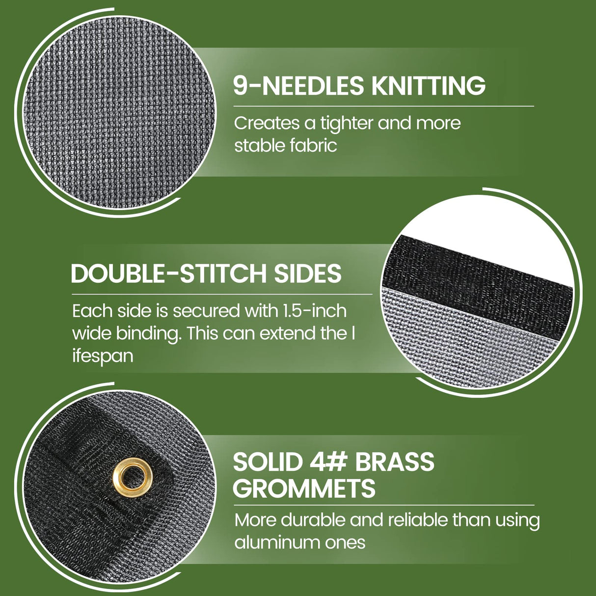 Windscreensupplyco 60-70% 10 FT X 12 FT Mesh Tarp/Shade Cloth 9-Needle Knitted Heavy Duty Black with Grommets for Green House, Garden, pergola, Pools, Dump Truck - MT1012BLKX1 WindscreenSupplyCo