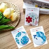 Vcekract 100Pcs Car Coaster Packaging for Selling, Sublimation Car Coasters Cards with 100Pcs Bags, Car Coaster Packaging, Coasters Display Cards 3.93x2.85In, Heat Press Machines Accessories Vcekract