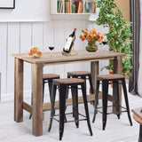 SILKYDRY Counter Height Table, 55’’ L x 25.5’’ W x 35.5’’ H Wood Bar Table, Rectangular Rustic Dining Table for 4-6 Individuals, Farmhouse Kitchen Table for Pub, Cafe, Bistro SILKYDRY