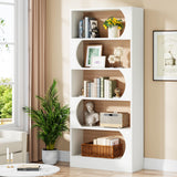 Tribesigns Modern 71" 5-Tier Freestanding Bookshelf with Versatile Storage in White and Walnut Tribesigns