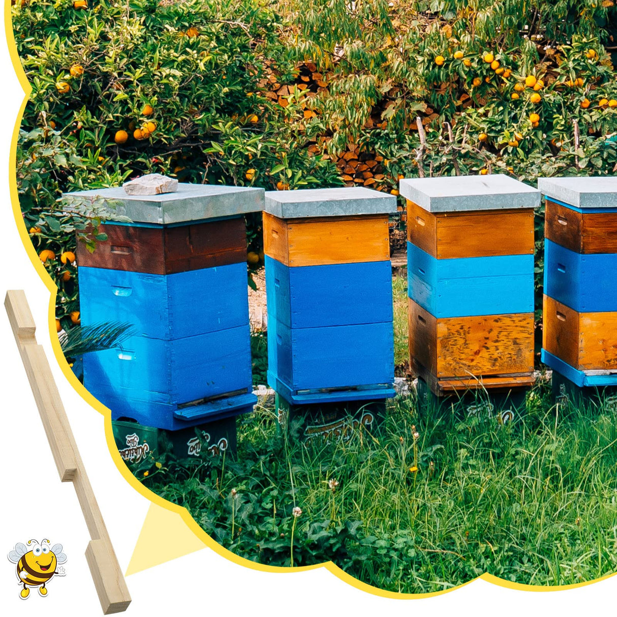 Amyhill 4 Pack Beehive Entrance Reducer 10 Frame Wooden Entrance Reducers for Bee Hive Entrance Protector Beekeeping Bee Hive Entrance Reducer for Beekeeping 14.75 x 0.75 x 0.75 Inch Amyhill