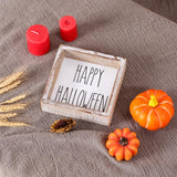 FESTWIND Halloween Home Decor, Happy Halloween Block Sign for Shelf, Mantel, Table, Halloween Decorations Indoor, Embossed Metal With Wood Frame FESTWIND