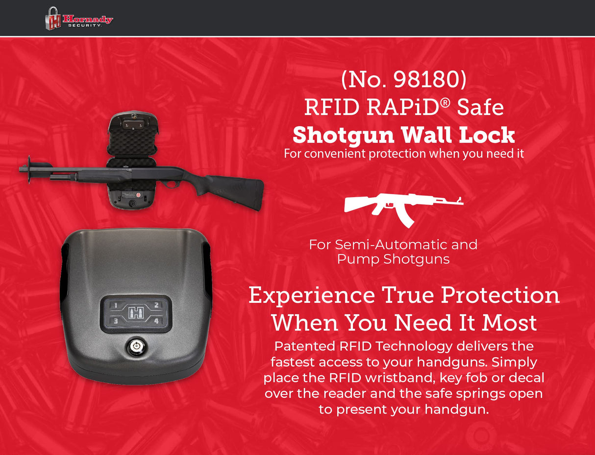 Hornady Rapid Safe Wall Mount for Long Guns – RFID Entry Quick Access Safe For Shotguns and Rifles Hornady