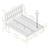Walker Edison Queen Transitional Geometric X Pattern Headboard Solid Wood Bed, Queen Size, Caramel Walker Edison