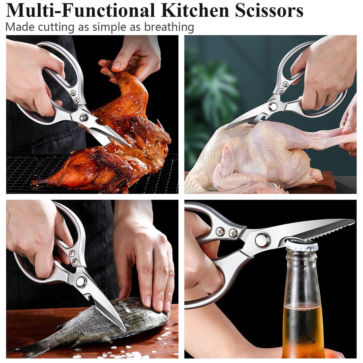 RINPIR 35pcs Deluxe Grilling Gifts Set for Birthday Christmas, Stainless Steel BBQ Accessories Kit for Men Dad, Professional Grill Tools Utensils with Scissors, Meat Claws in Aluminum Case Brown RINPIR