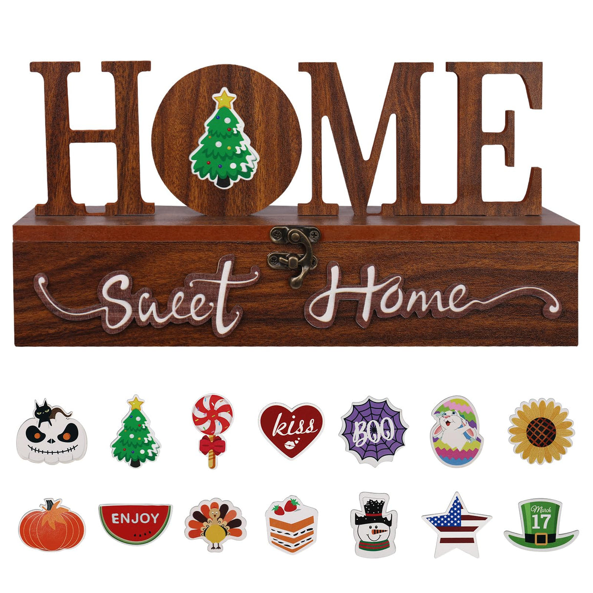 JIALEIXI Interchangeable Home Sweet Home Sign, Wooden Seasonal Tabletop Plaque Decorations, for All Seasonal Desktop House Living Room Indoor Decor. JIALEIXI