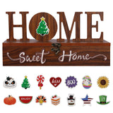 JIALEIXI Interchangeable Home Sweet Home Sign, Wooden Seasonal Tabletop Plaque Decorations, for All Seasonal Desktop House Living Room Indoor Decor. JIALEIXI