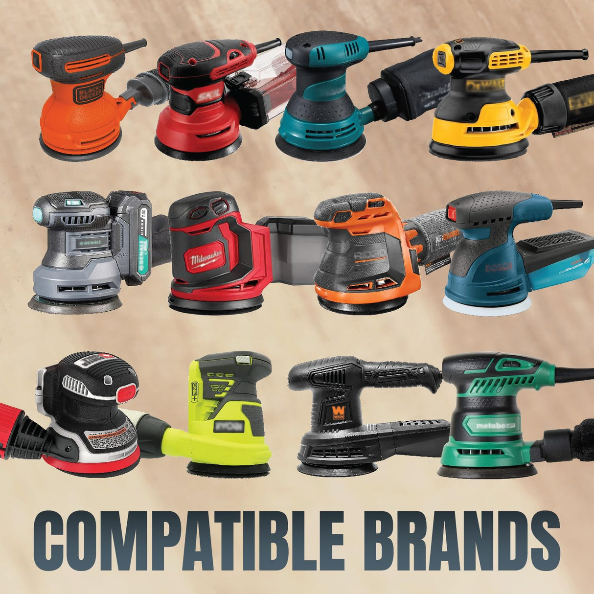 POWERTEC 75PK, 40/80/120 Grits, 5 Inch 8 Hole Hook and Loop Sanding Discs w/Cleaning Stick, Aluminum Oxide Sandpaper Discs, Woodworking Sanding Pads for Random Orbital, Air, DA Sander (45055) POWERTEC