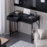 Pamray 32 Inch Small Computer Desk with 2 Drawers for Bedroom Study Writing Home Office Table for Small Spaces Black Pamray