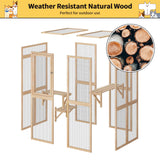 COZIWOW Catio Outdoor Cat Enclosure Window Access, Wooden Cat House Shelter, Kitty Cage with Hammock for Patio Indoor (Wood) COZIWOW