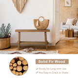 HOKYHOKY Solid Wood Entryway Bench - 31.5" Farmhouse Small Storage Bench, Rustic Narrow Bench Seat for Indoor, Entryway, Dining Room, Living Room and Hallway, Brown HOKYHOKY
