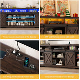 80" LED Farmhouse TV Stand for 90/85/80 Inch TVs,Tall Entertainment Center Storage Cabinets w/Power Outlets and Sliding Barn Door,Rustic TV Stands for Living Room,Media Console Cabinet (Rustic Brown) Hlivelood