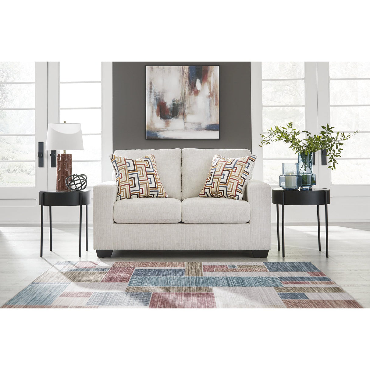 Signature Design by Ashley Aviemore Coastal Loveseat with 2 Accent Pillows, Beige Signature Design by Ashley