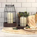 Rustic Farmhouse Lantern Decor Set of 2 - Stylish Decorative Lanterns for Your Living Room, Fireplace Mantle or Kitchen Dining Table - Modern Upscale Beauty for Your Entire Home KIBAGA
