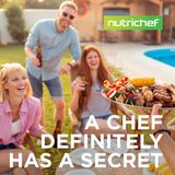 NutriChef Heavy-Duty 5-Burner Propane Gas Grill - Stainless Steel Grill, 4 Main Burner with 1 side burner, 52,000 BTU Grilling Capacity, Electronic Ignition System, Built-in Thermometer - NCGRIL2 NutriChef