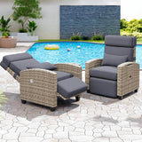 PeacefulHues Outdoor Rattan Recliner, Armrest Console Tray,Patio Lounge, Adjustable Backrest & Footrest 150° Lay Flat, Removable Cushion,Air Pump Chair,for Pool,Balcon,Veranda,Porch,Terrace,Yard PeacefulHues